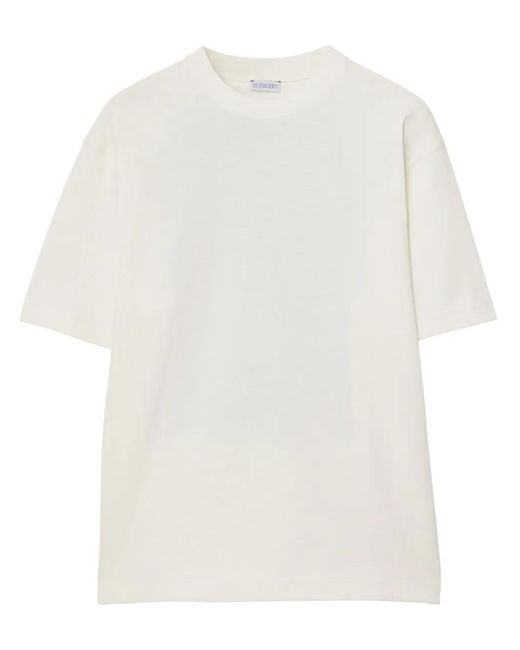 Burberry White Equestrian Knight Cotton T-Shirt for men