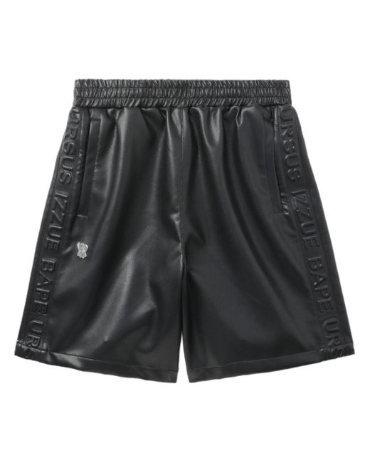 Izzue Faux-Leder-Shorts mit weitem Bein in Gray für Herren