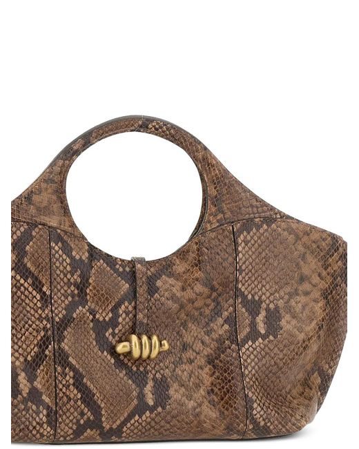 Gianni Chiarini Brown Infinity Python-Printed Leather Shoulder Bag