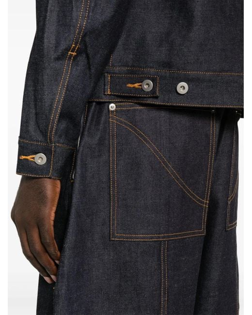 SAGE NATION Blue Seam-Detail Wide-Leg Jeans for men