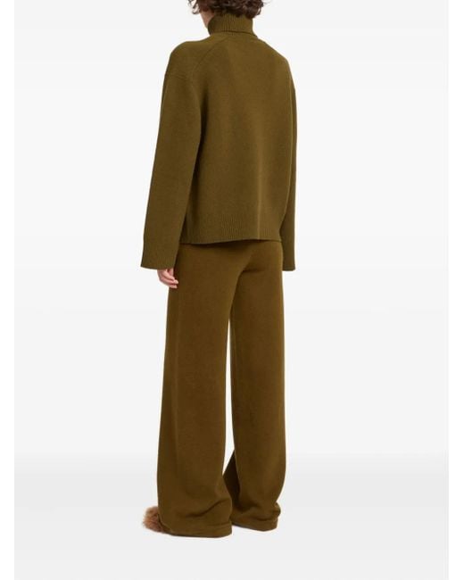 Yves Salomon Green Knit Wide-Leg Trousers