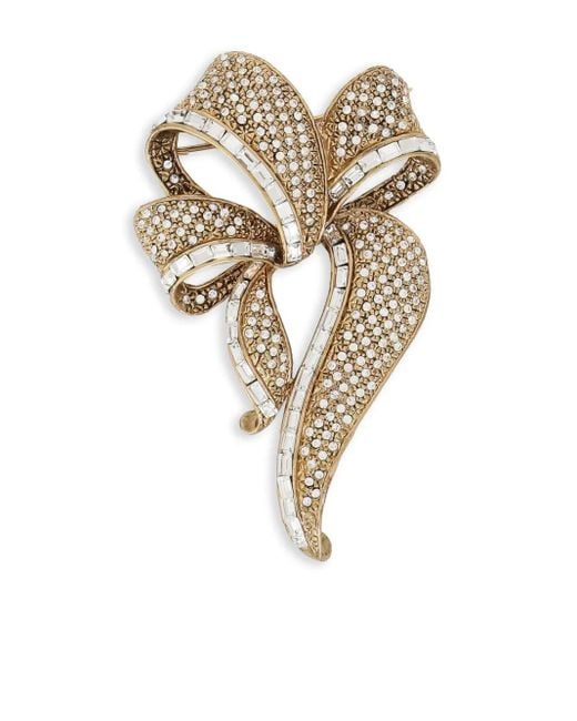 Dolce & Gabbana Strikvormige Broche Met Kristallen in het White voor heren