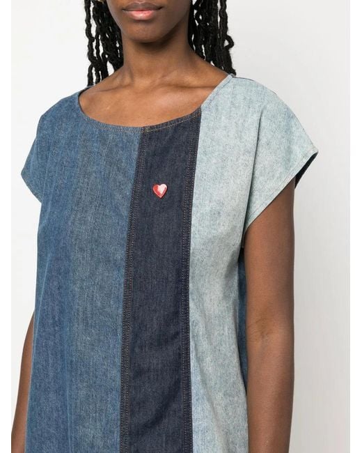 Love Moschino Blue Stripe-Panel Denim Dress