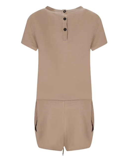 The Attico Jumpsuit Met Trekkoord En Knoopsluiting in het Natural