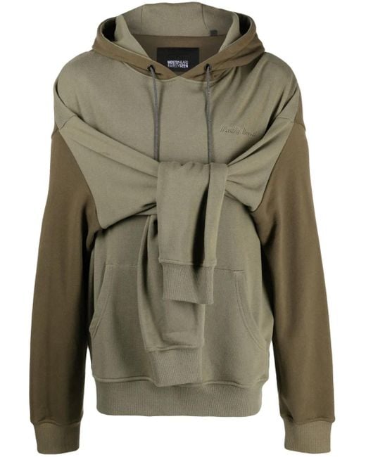 Mostly Heard Rarely Seen Green Double-Sleeve Layered Cotton Hoodie for men