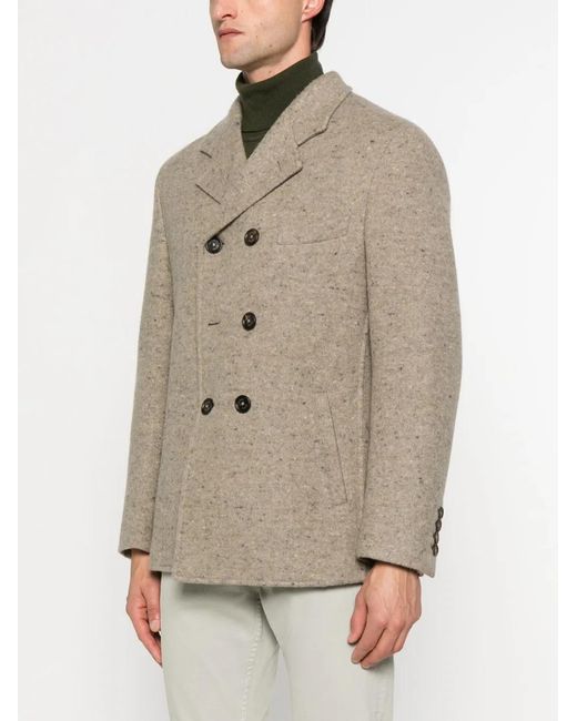 Eleventy Natural Double-Breasted Peacoat for men