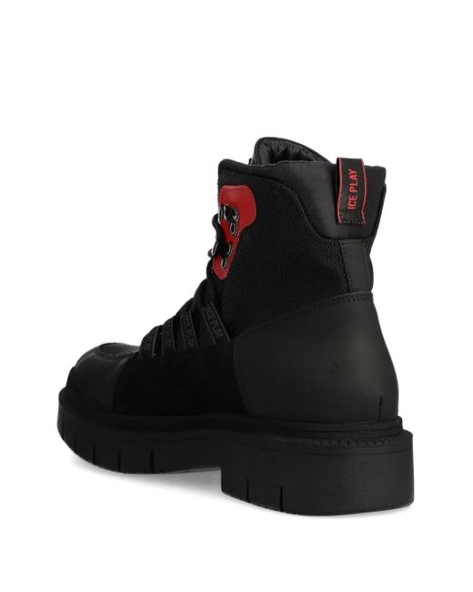 Ice Play Black Lace-Up Hiking Boots for men