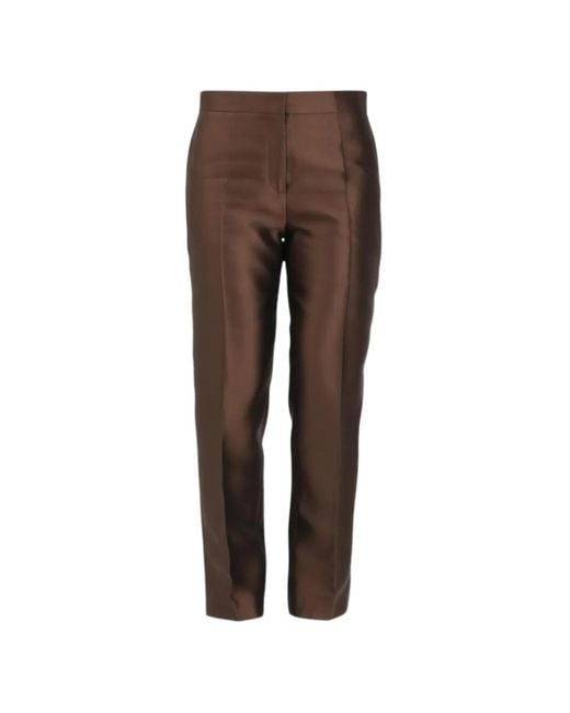 Max Mara Brown Shantung Carrot-Fit Trousers