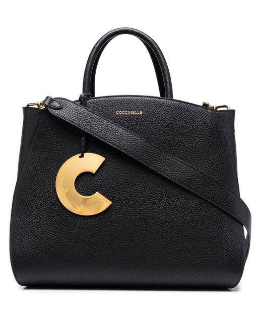 Coccinelle Black Logo-charm Leather Tote Bag