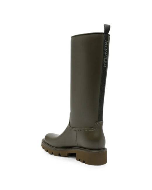 Moncler Green Kickstream Logo-Patch Rain Boots