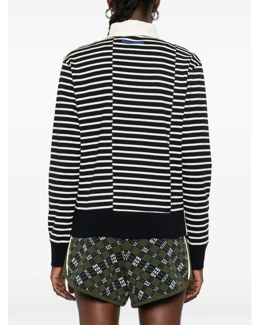 Wales Bonner Black Reflect Striped-Pattern Polo Top