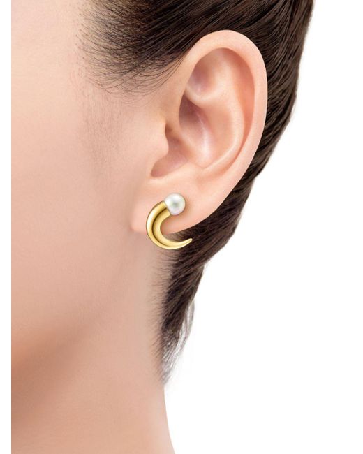 Tasaki Metallic 18kt Yellow Gold Danger Horn Pearl Stud Earrings