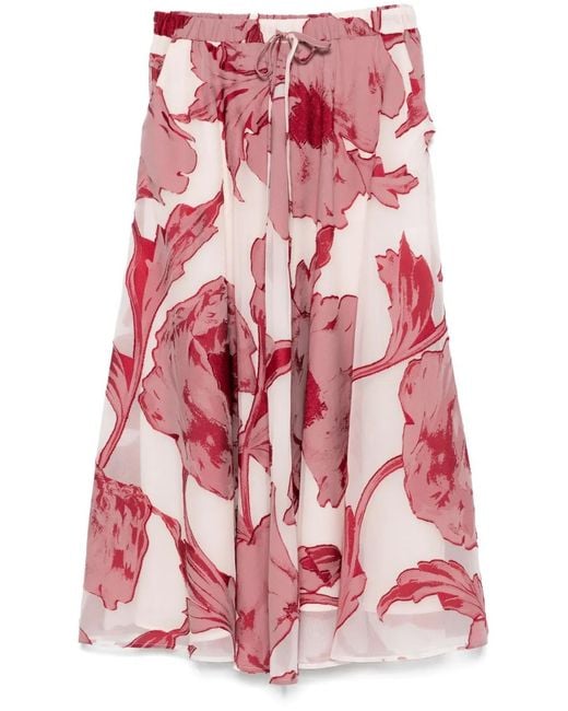 LaDoubleJ Red Drawstring Midi Skirt