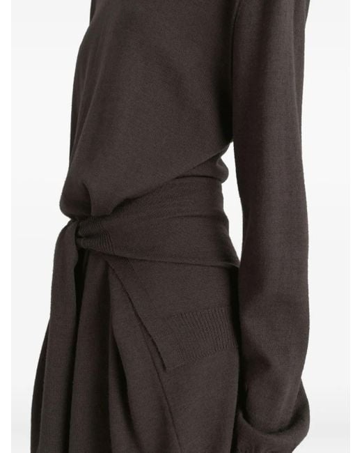 Lemaire Black Trompe Loeil Dress Dark Cacao