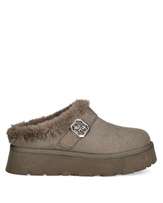 Guess Brown Buckle-Logo Mules