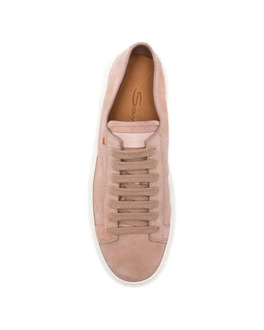 Santoni Pink Clean Icon Toy Suede Sneakers