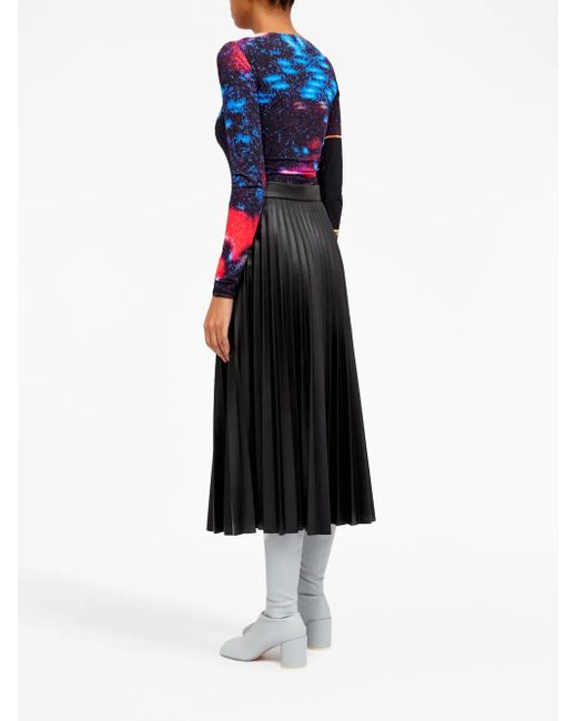 MM6 by Maison Margiela Black Pleated Midi Skirt