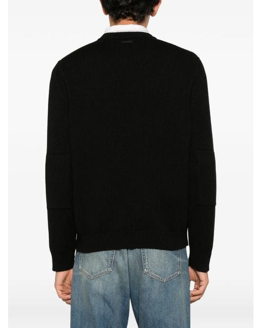 Saint Laurent Black Ribbed-Knit Long-Sleeve Sweater for men