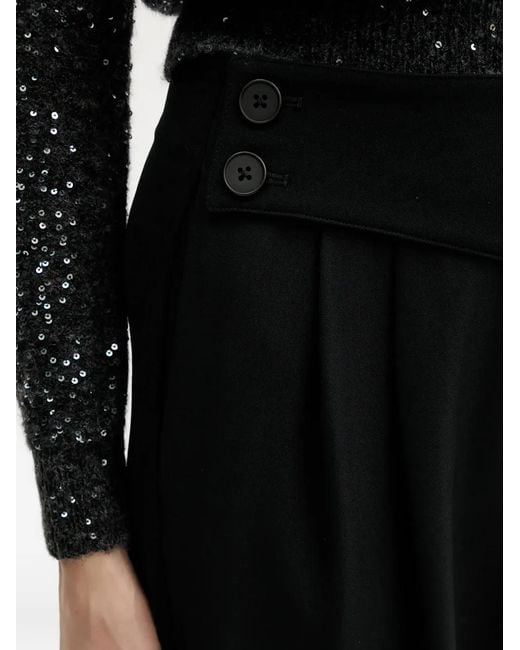 Fracomina Black Buttoned Pleated Trousers