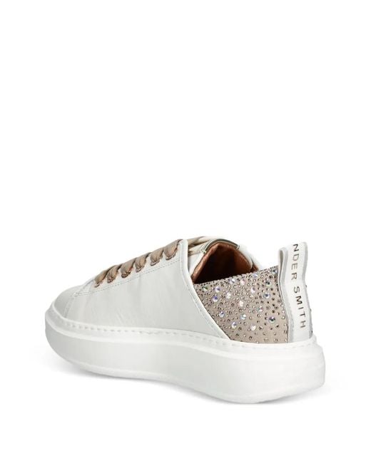 Alexander Smith White Wembley Embellished Low-Top Sneakers