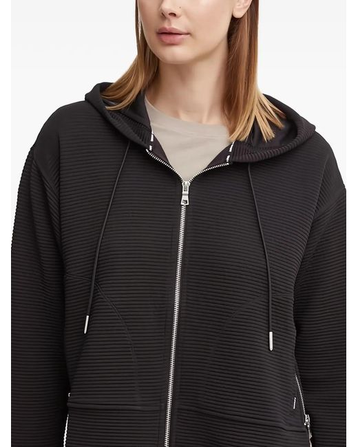 DKNY Black Ribbed Zip Hoodie