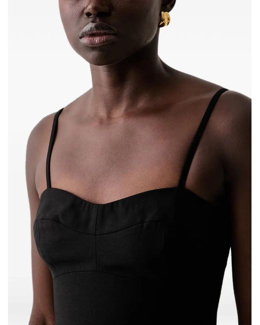 ARMANI EXCHANGE Black Sweetheart-Neck Pleated Mini Dress
