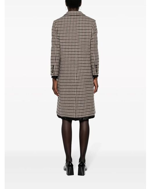 Miu Miu Gray Houndstooth-Pattern Single-Breasted Coat