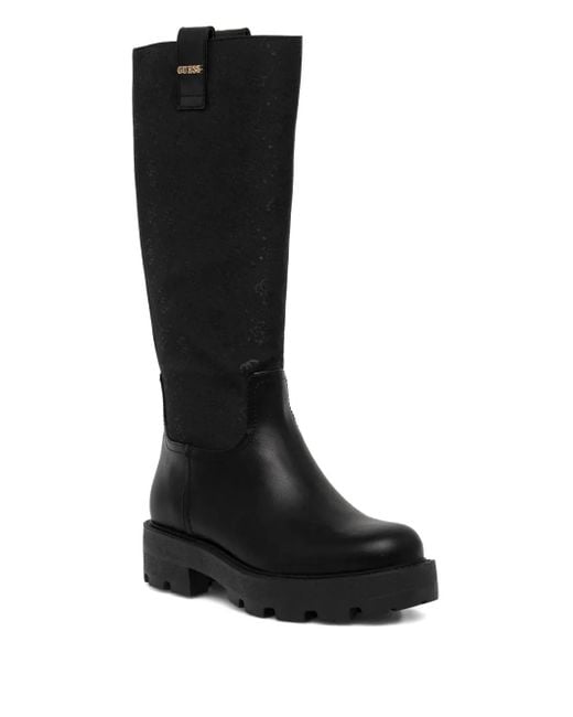 Guess Black Yannis 4G Logo-Pattern Boots