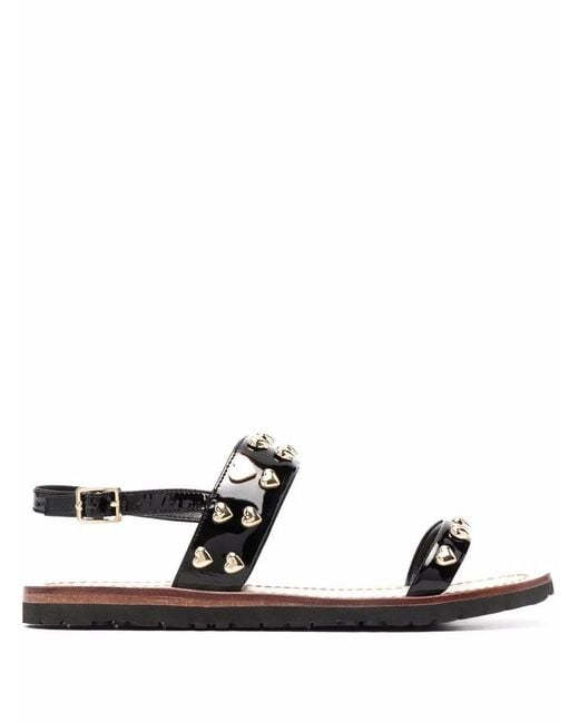 Love Moschino White Heart-Stud Flat Sandals