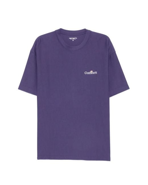 Carhartt Purple Logo-Embroidered T-Shirt for men