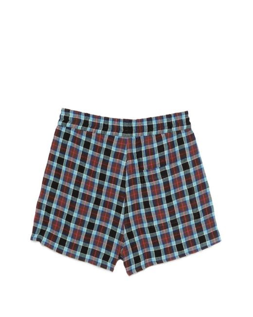 NAMACHEKO Blue Leonida Checked Shorts for men