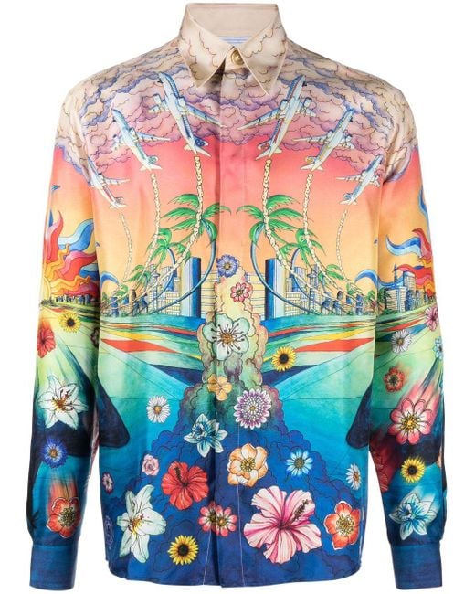 Camicia con stampa grafica di Casablancabrand in Multicolor da Uomo