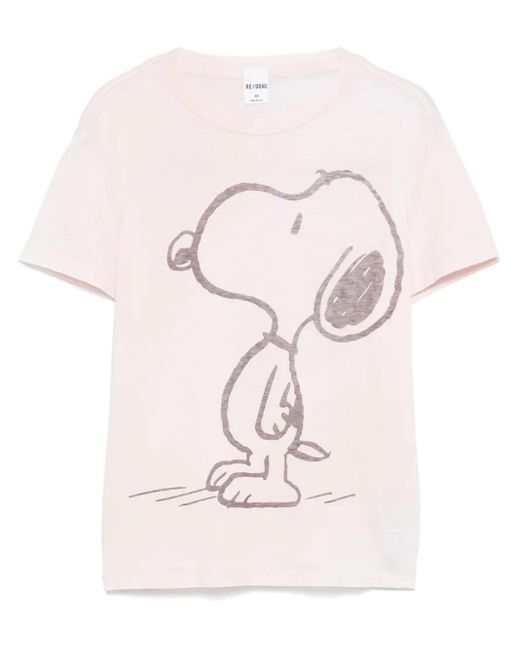 Re/done Pink Peanuts Snoopy T-Shirt