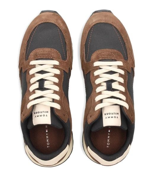 Tommy Hilfiger Brown Suede Leather Panel Sneakers for men