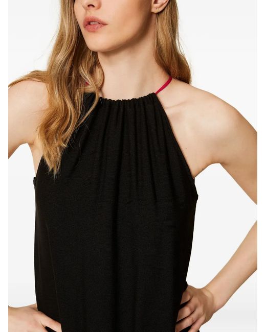Twinset Women's Black Halterneck Ruffled Dress