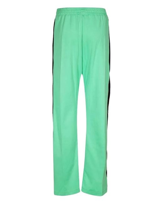 MSGM Green Elasticated-Waistband Striped Track Pants