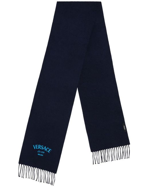 Versace Sjaal Met Geborduurd Logo in het Blue voor heren