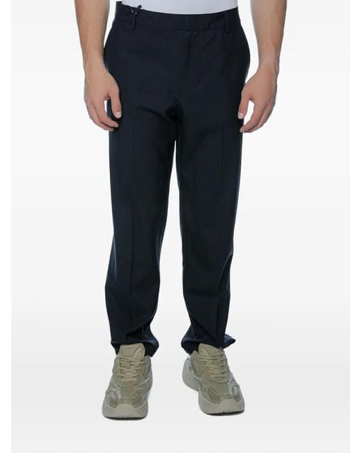 Emporio Armani Blue Pressed-Crease Straight-Leg Trousers for men