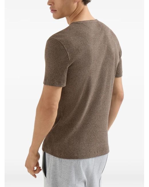 Brunello Cucinelli Gray Denim-Effect Ribbed-Cotton-Jersey Crew-Neck T-Shirt for men