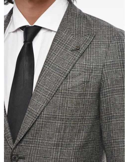 Corneliani Gray District Check Peak-Lapel Blazer for men