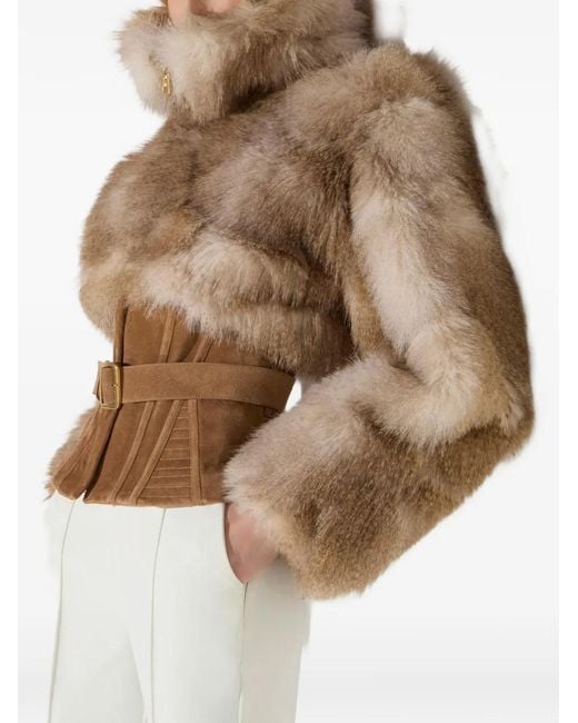 Elisabetta Franchi Natural Fur-Effect Bustier Jacket