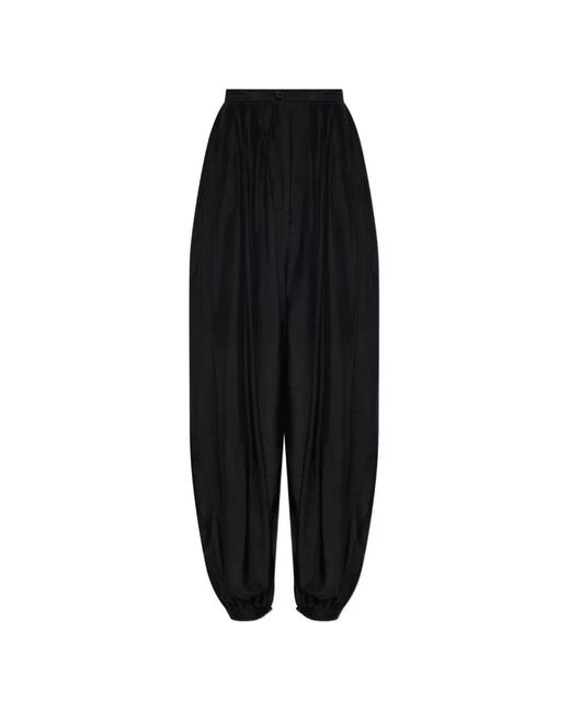 Munthe Black Vaporize Pleated-Detail Trousers