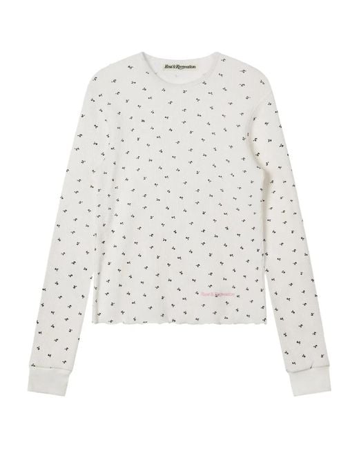 Rest&Recreation White Logo Pattern Waffle Top