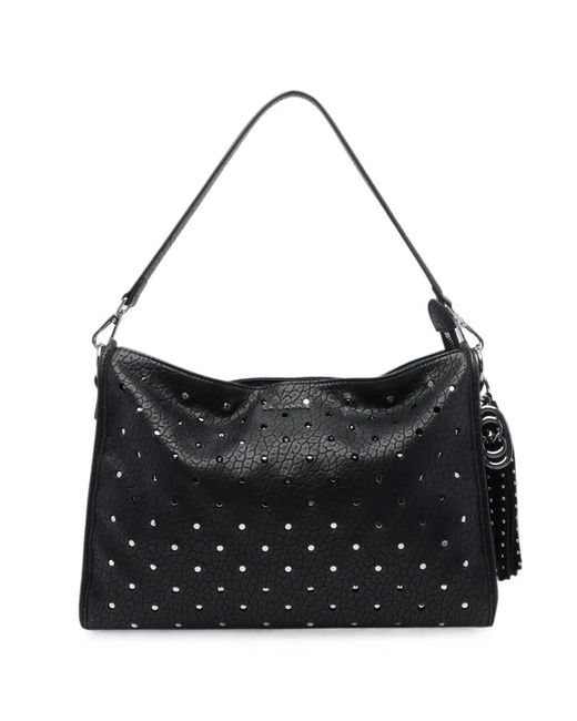 La Carrie Black Downtown Strass-Embellished Shoulder Bag