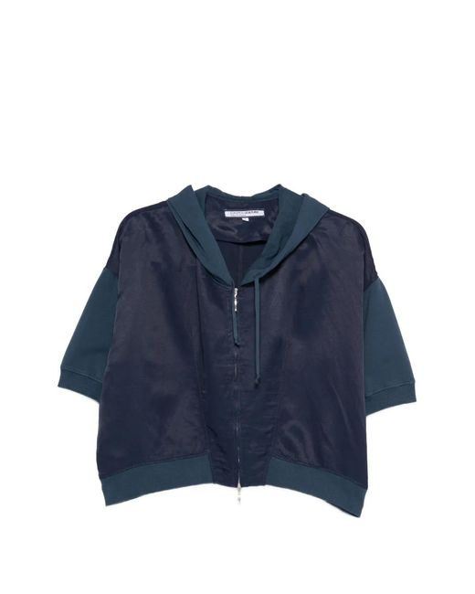 European Culture Blue Zip-Up Hooded Jacket