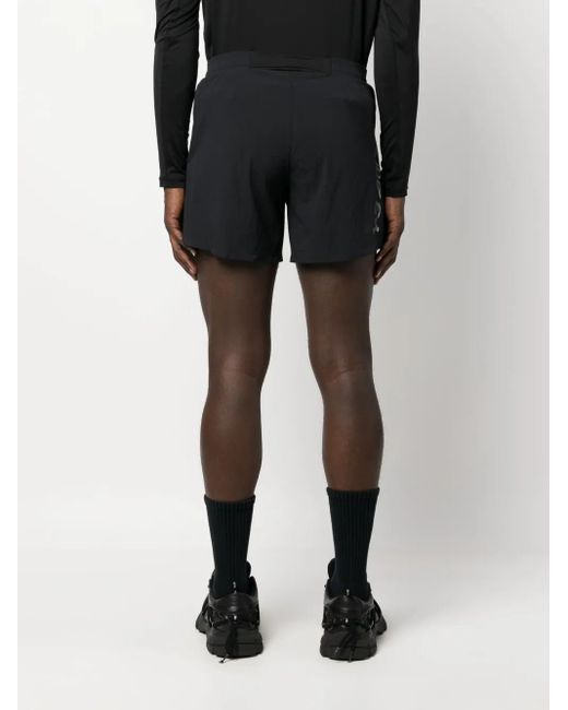 Y-3 Black Logo-Print Elasticated-Waist Shorts for men