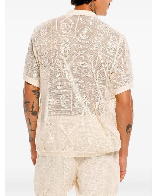 Agua Bendita White Jared Embroidered Short-Sleeve Shirt for men
