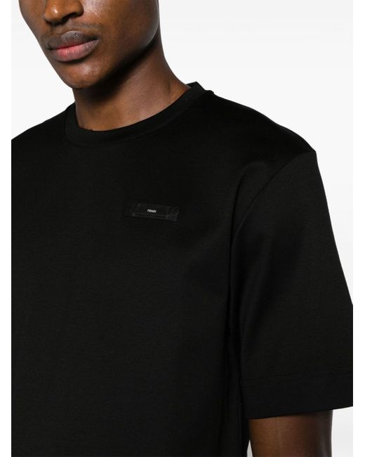 T-shirt girocollo con applicazione di Fendi in Black da Uomo