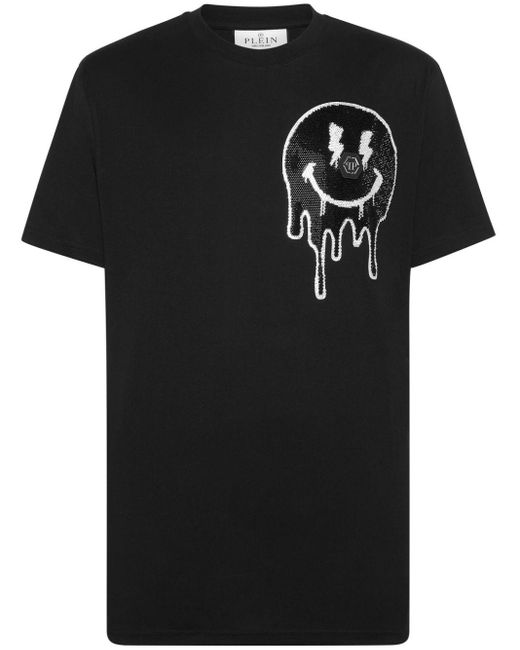 T-shirt en coton Smile à ornements strassés Philipp Plein pour homme en coloris Black