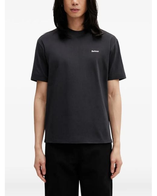 Barbour Black Dalton Logo-Embroidered T-Shirt for men